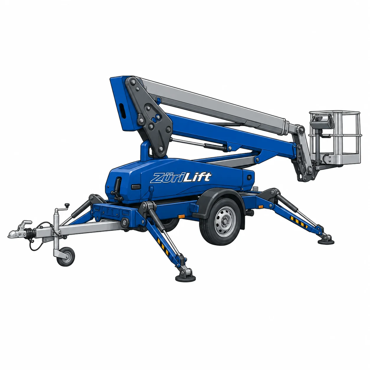 ZüriLift Anhänger-Arbeitsbühne 11.8m – technische Illustration