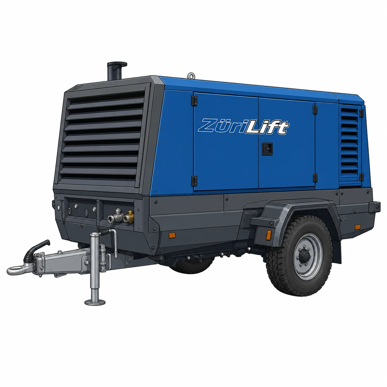 ZüriLift Atlas Copco DrillAir Y 35 Kompressor bis zu 35 bar 34.8m³/min – technische Illustration