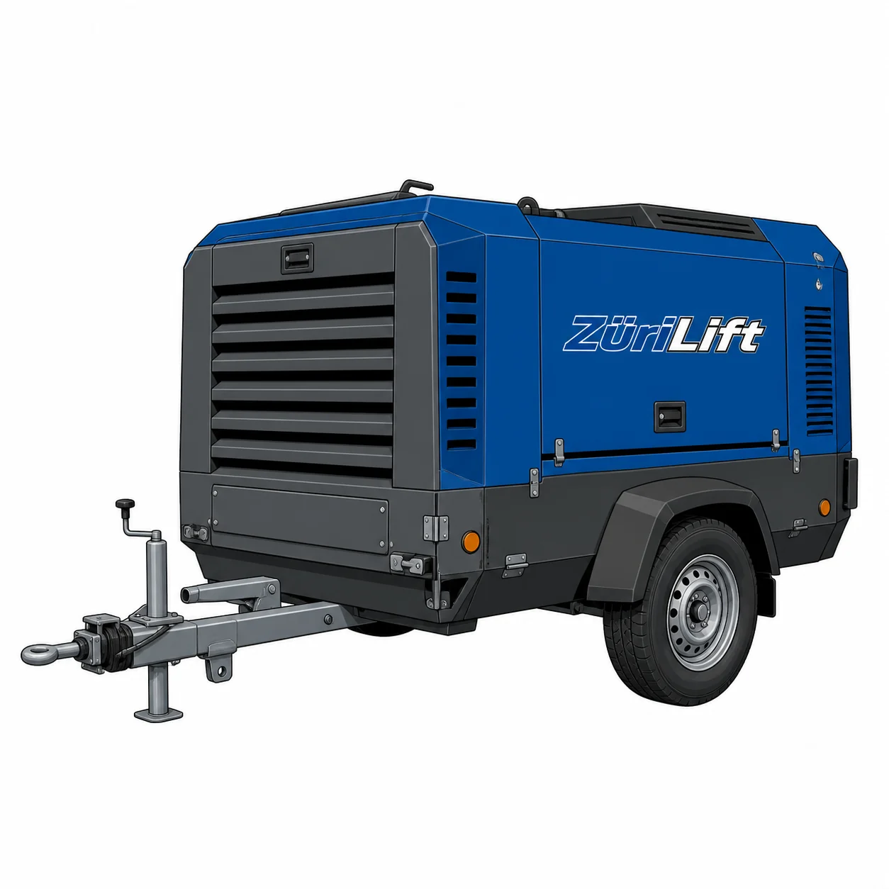 ZüriLift ATLAS COPCO X-AIR+ 750-25 Kompressor bis zu 25 bar 20m³/min – technische Illustration